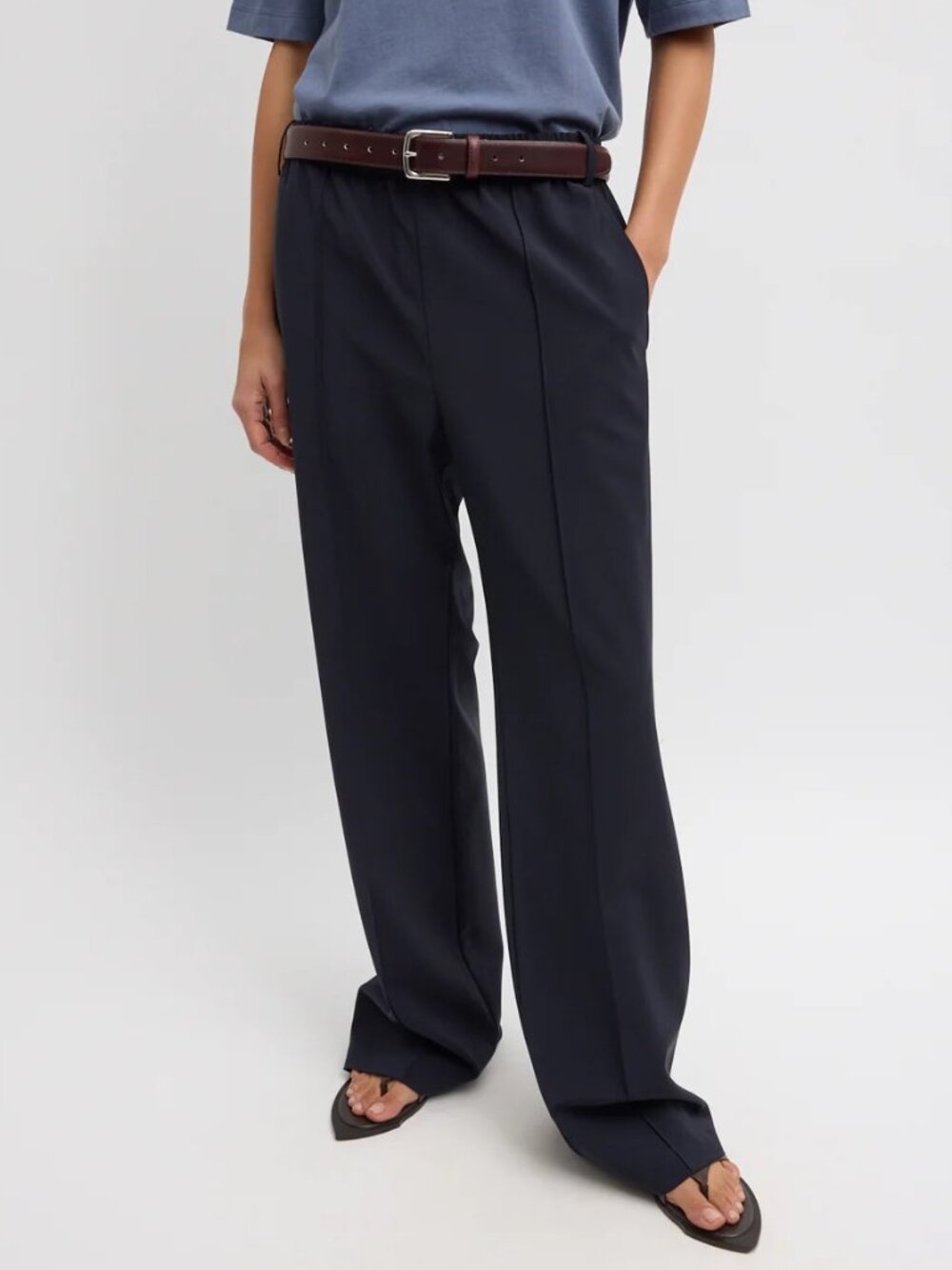 Tibi Tropical Wool Scottie Jogger Navy Pants L NWT